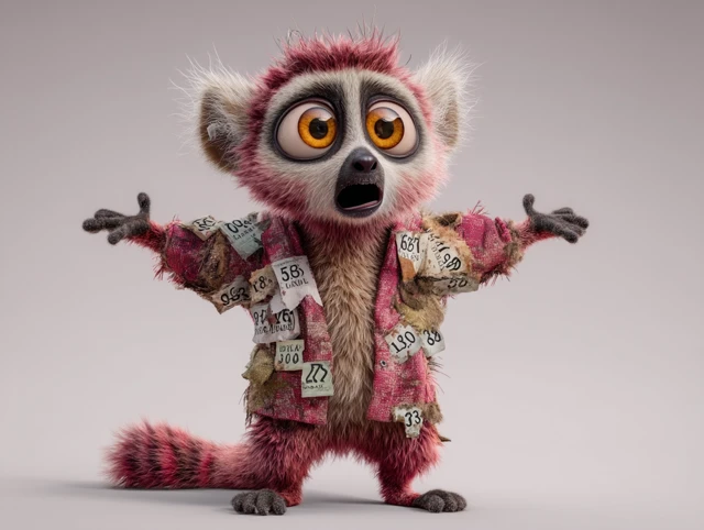 Pixar Style Lemur Creature with Countdown Timers