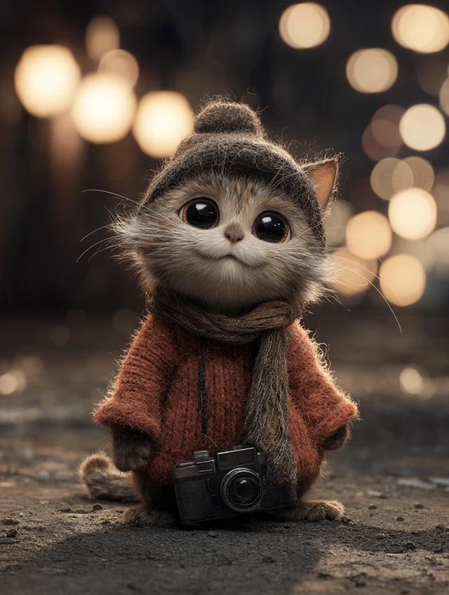 Cute Cat Photographer Cinematic Portrait