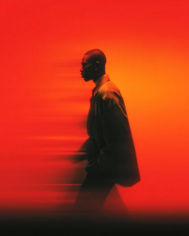 Motion Blur Silhouette Red Gradient Background