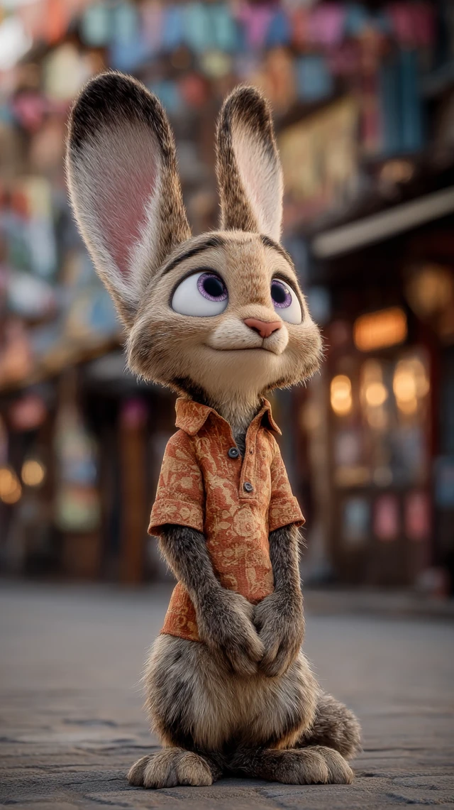 Zootopia Rabbit Fox Hybrid 3D Pixar Style