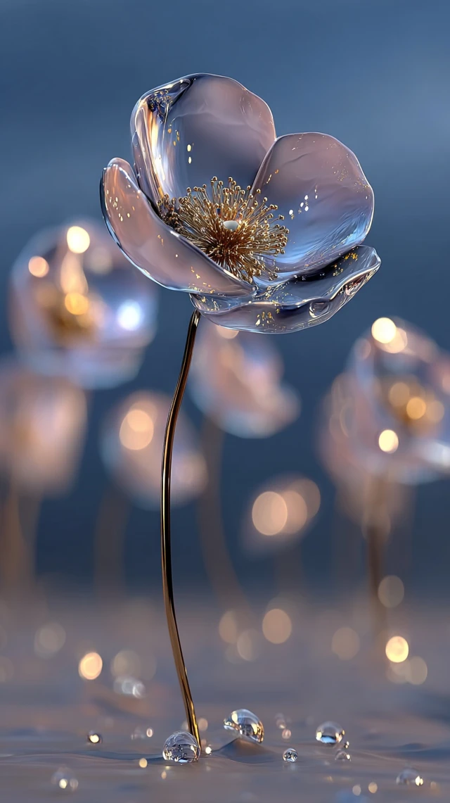 Dreamy Crystal Flower Field Sunrise