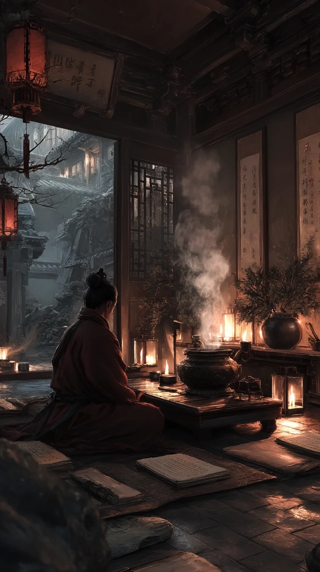 Ancient Taoist Meditation Room Serene and Mystical