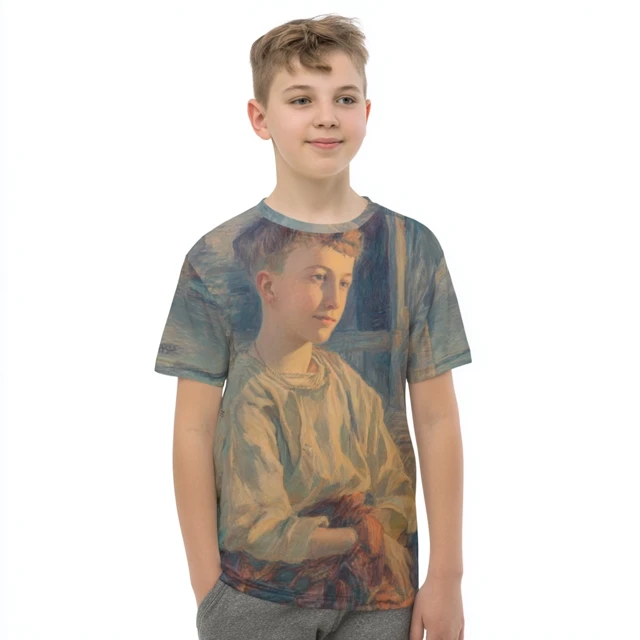 Boy in T-shirt Front View Artistic Portrait