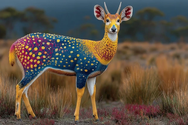 Deer with Pop Art Fur Colorful Spots