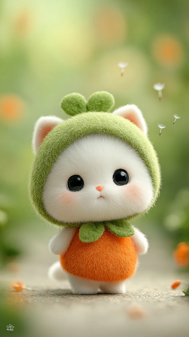 Adorable Munchkin Kitten in Carrot Costume