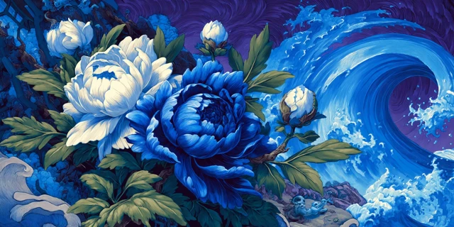Blue Floral Painting Inspired by a DMT Trip
