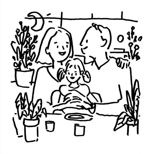 Family Dinner Line Art Warmth