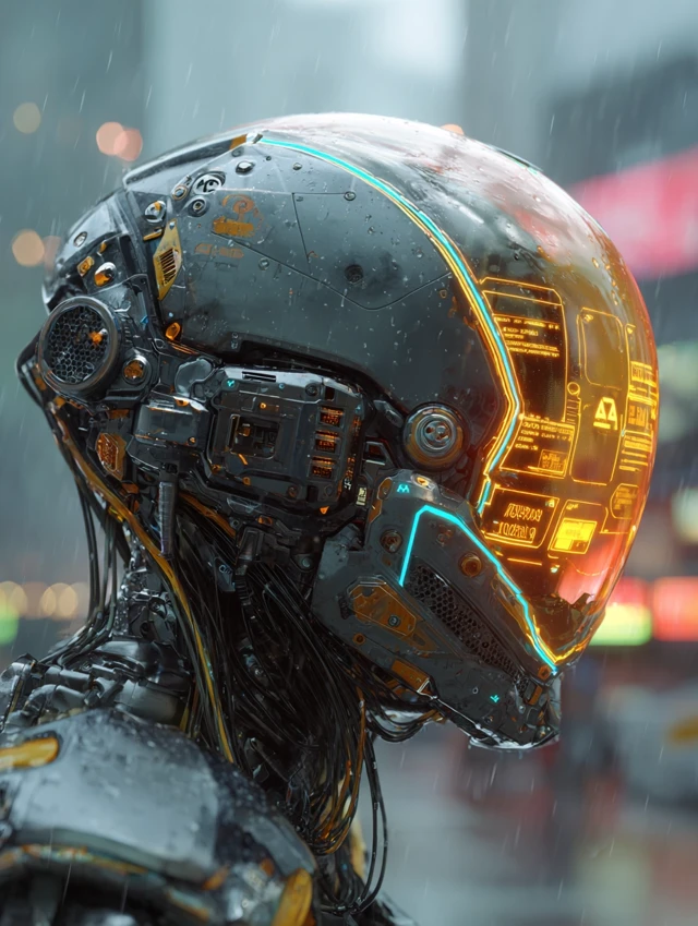 Cyberpunk AR Helmet Intricate Biomechanical Design