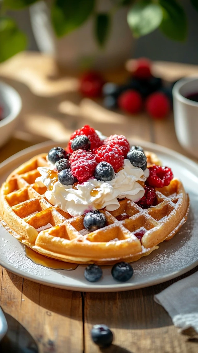 Delicious Waffles Breakfast Food Photography