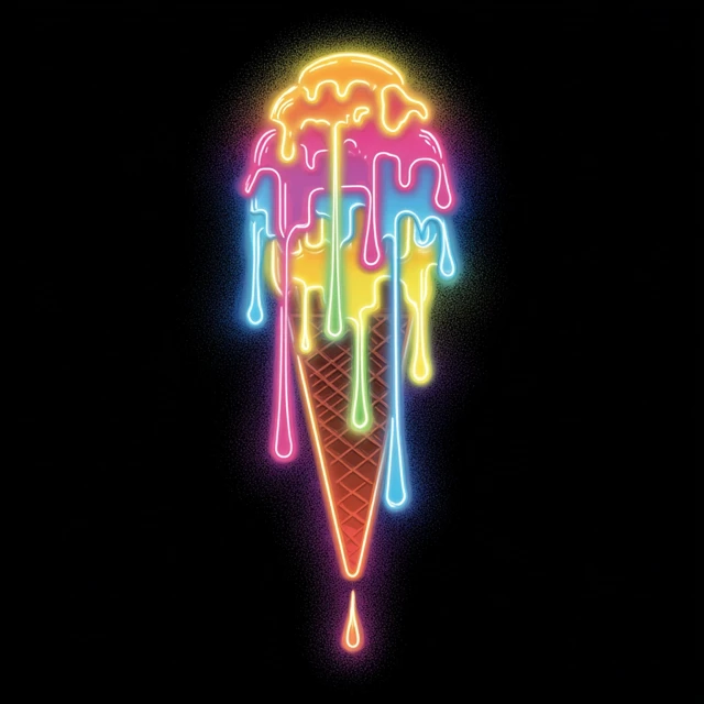 Neon Ice Cream Dripping Lips Graphic