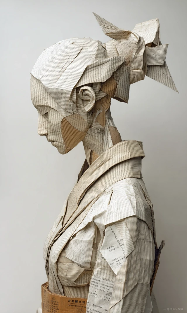 Elegant Paper Origami Figure on White Background