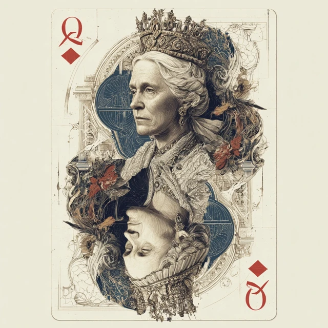 Queen of Diamonds Playing Card Art
