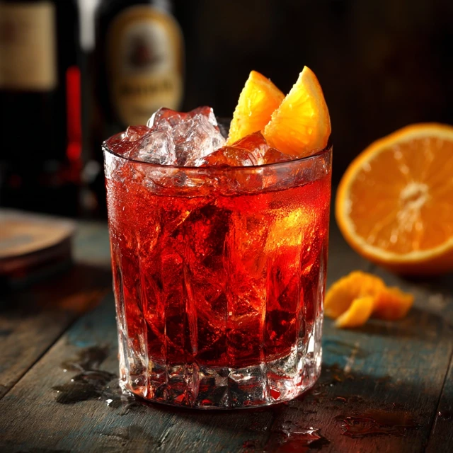 Delicious Cocktail Close Up with Orange Slice