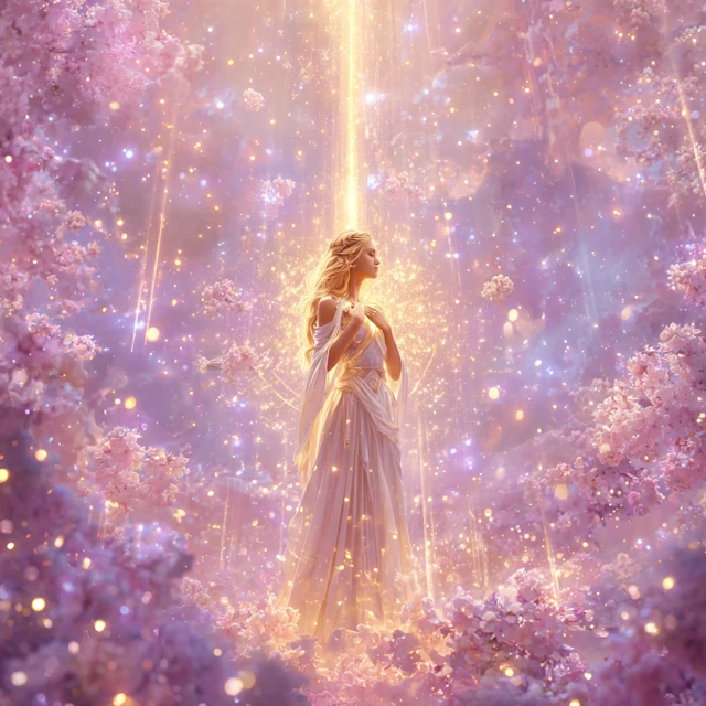 Divine Goddess in Glowing Light Spiritual Art