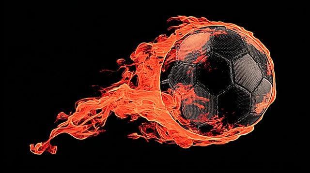Burning Soccer Ball on Fire Over Black Background