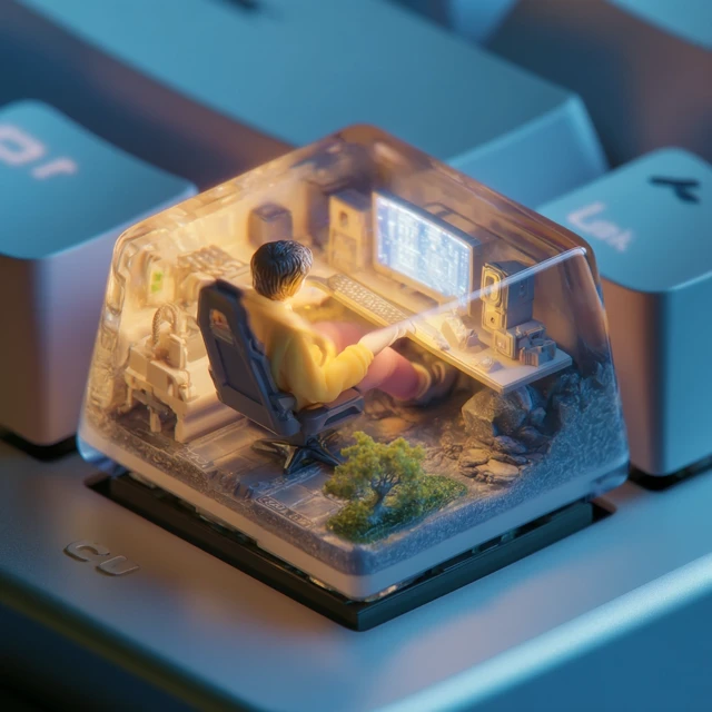 Isometric 3D Illustration: Gamer in Mini Cockpit