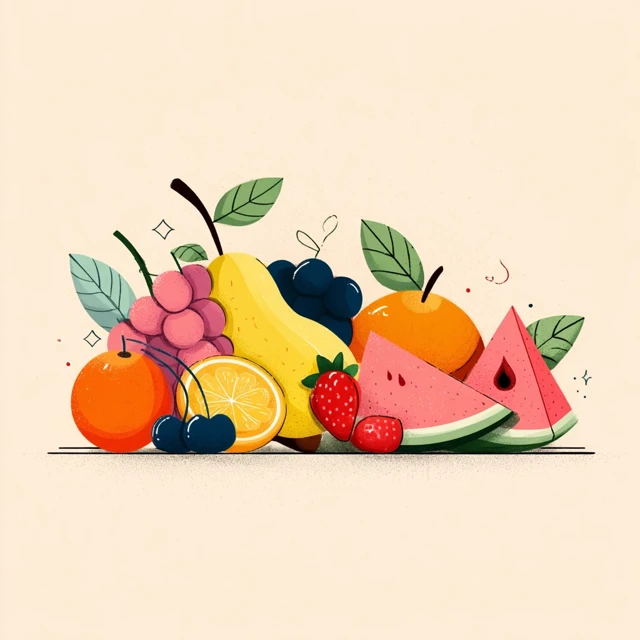 Cute Fruit Illustration Pastel Colors Doodle Art