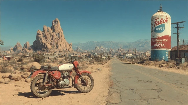 Fallout Desert Road Motorcycle Retro