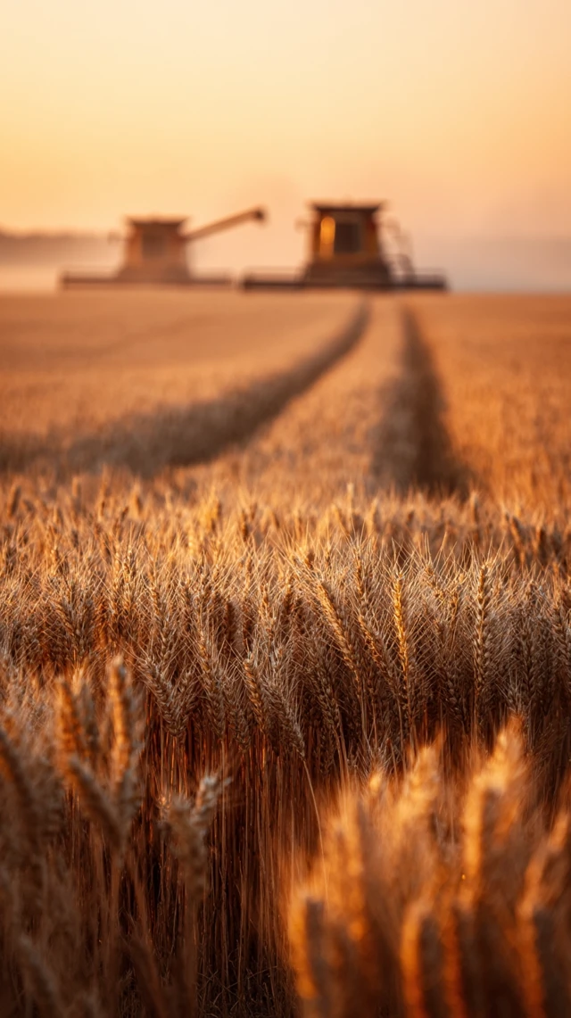 Golden Wheat Field Harvest at Sunset