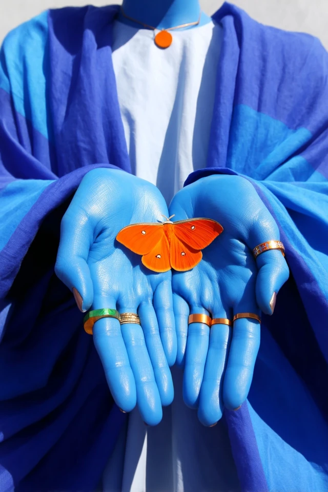 Blue Woman with Moth Art