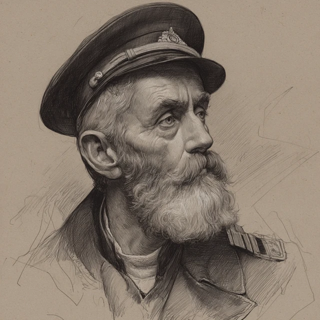 Sea Captain Old Days Style Drawing