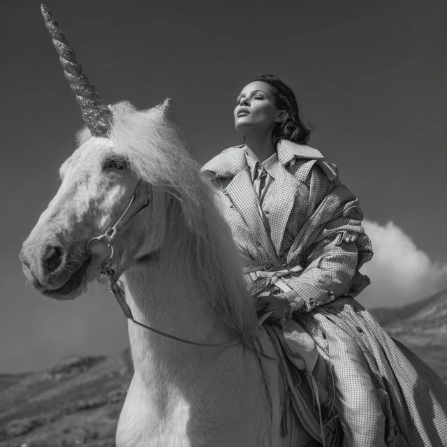 Woman on Unicorn High Fashion Photography