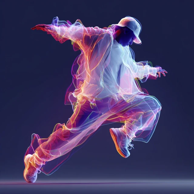 3D Hip Hop Dancer in Neon Light