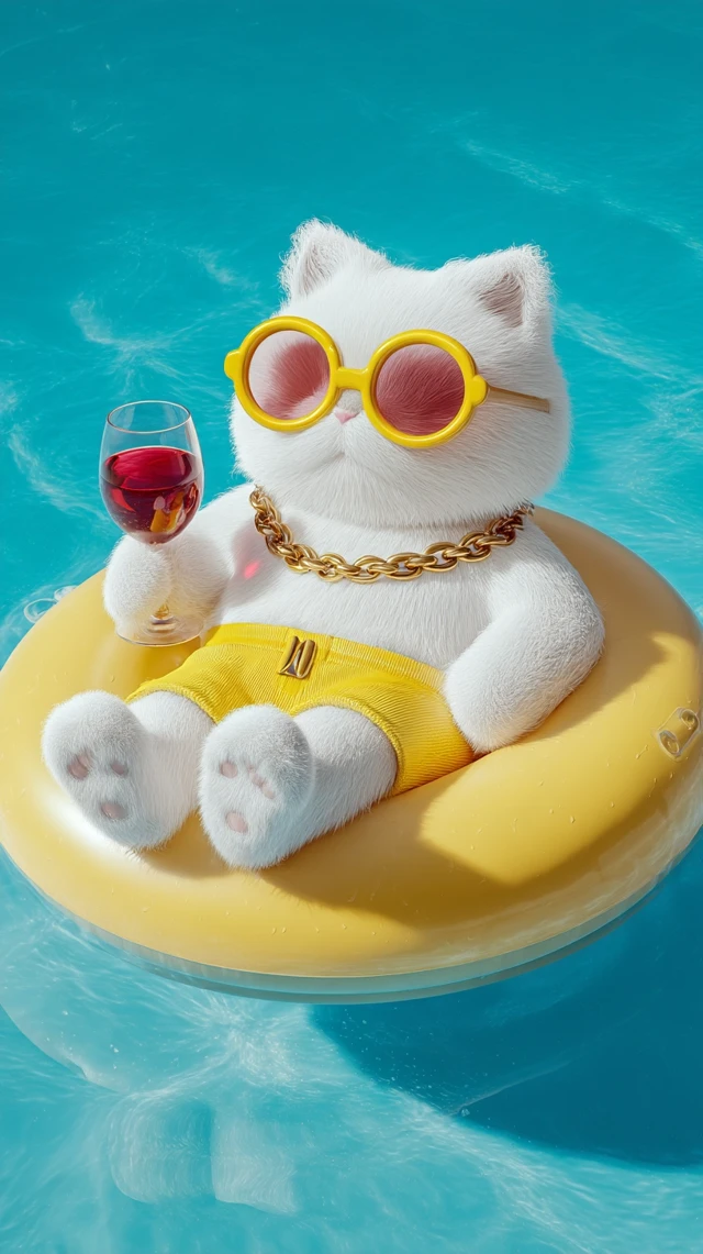 Cool Cat Chillin by the Pool