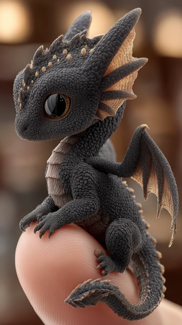 Adorable Black Dragon Tiny Enough for Your Palm