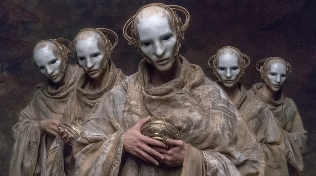 SciFi Horror White Robed Figures