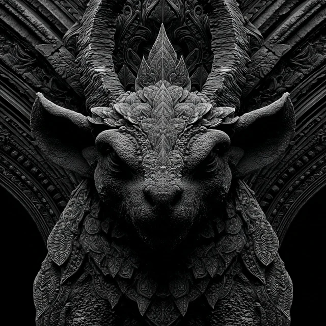Gargoyle Fantasy Art Gothic Architecture Black and Grey