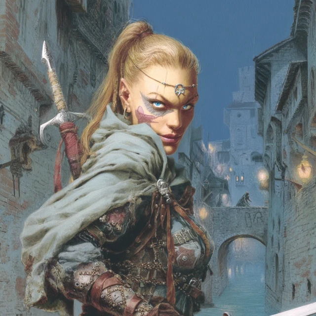 Female Rogue in Medieval City DND Illustration