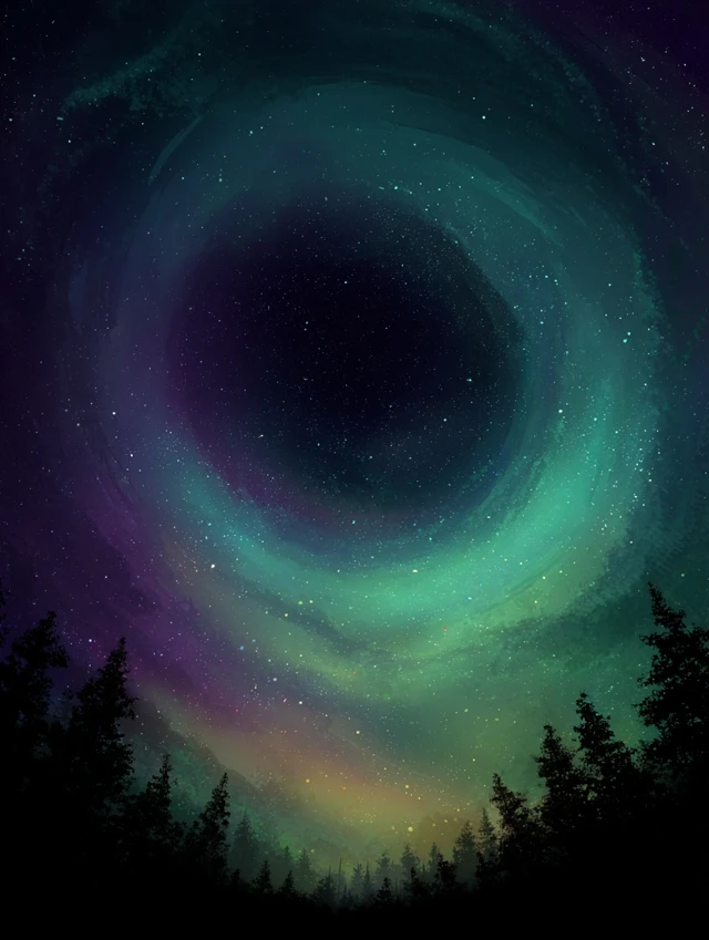 Aurora Borealis Night Sky Illustration