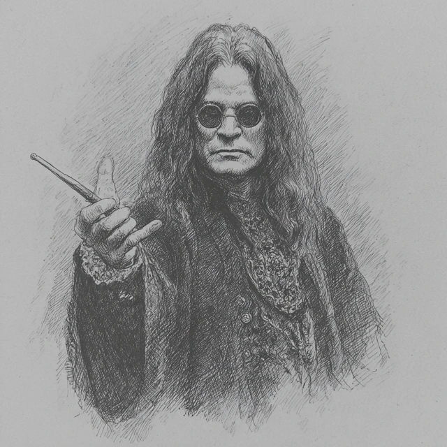 Ozzy Osbourne Fantasy Wizard Pencil Sketch