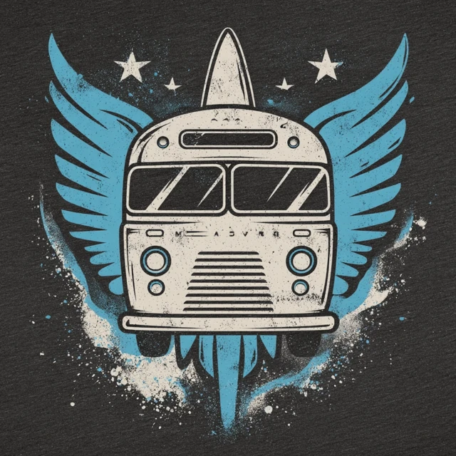 Flying Tour Van Logo Design for T Shirt
