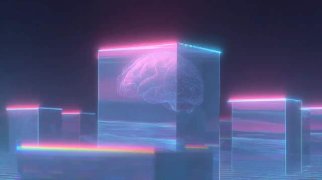 Vaporwave Brains and Blockchain Cubes Futuristic