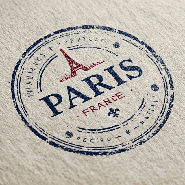 Paris France Passport Stamp Design