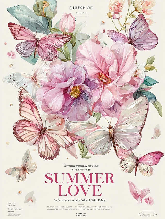 Summer Love Butterfly Floral Art Print