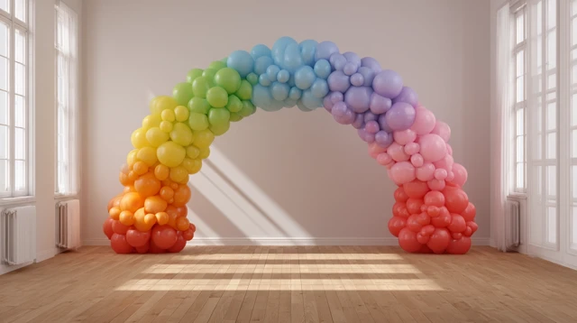Rainbow Balloon Arch Photo Zone Birthday Party