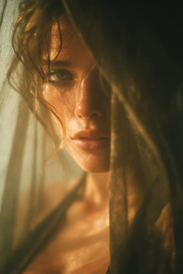 Mysterious Woman in Mist Cinematic Portrait