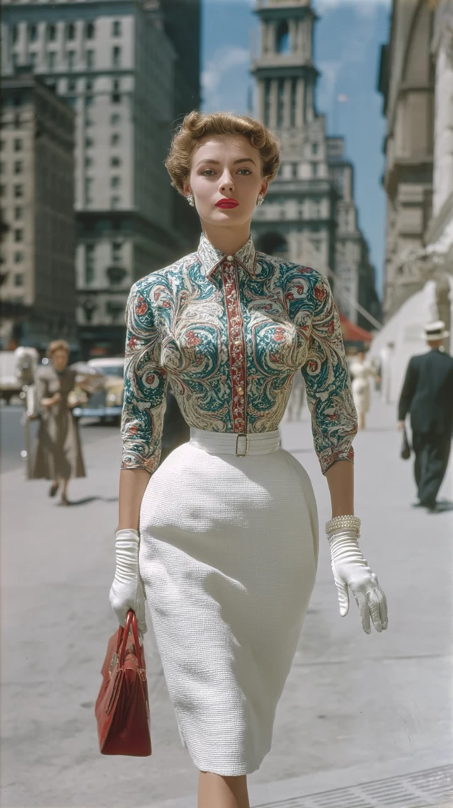 1950s Fashion Woman on Fifth Avenue