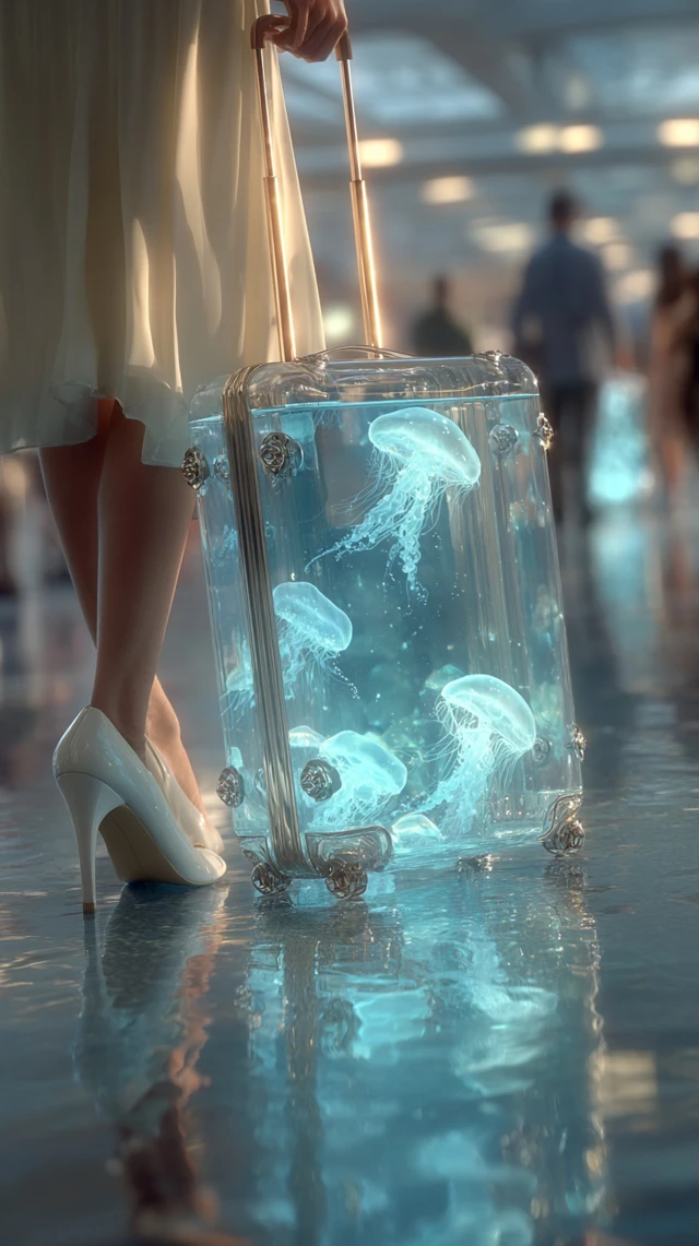 Jellyfish Suitcase Airport Elegance Dreamlike