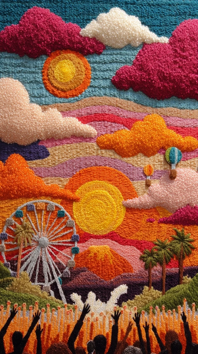 Coachella Music Festival 3D Wool Felt Art