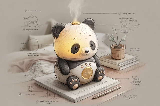 Panda Night Light Design Sketch Smart Lamp