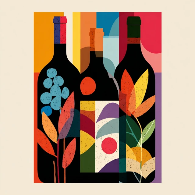 Matisse Inspired Wine Bottles Vector Art