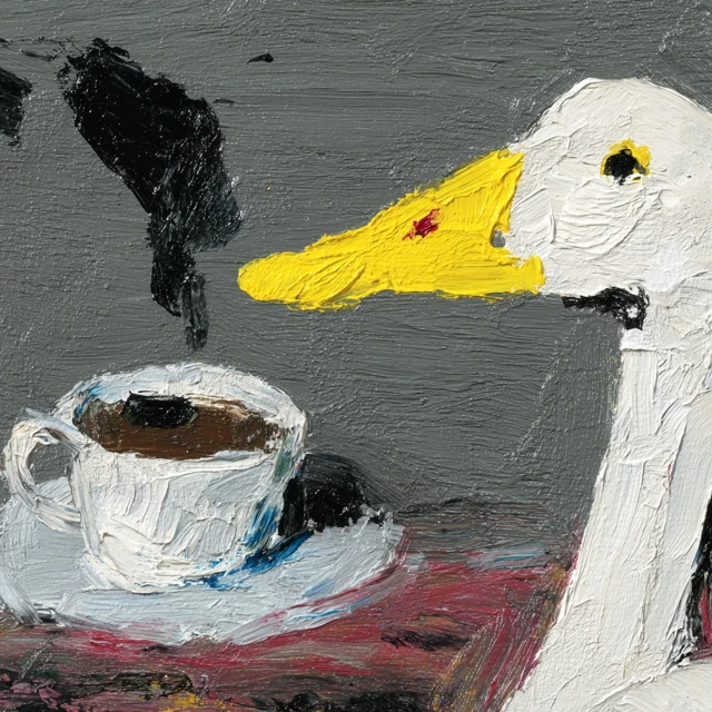 Goose Coffee Impasto Style Painting
