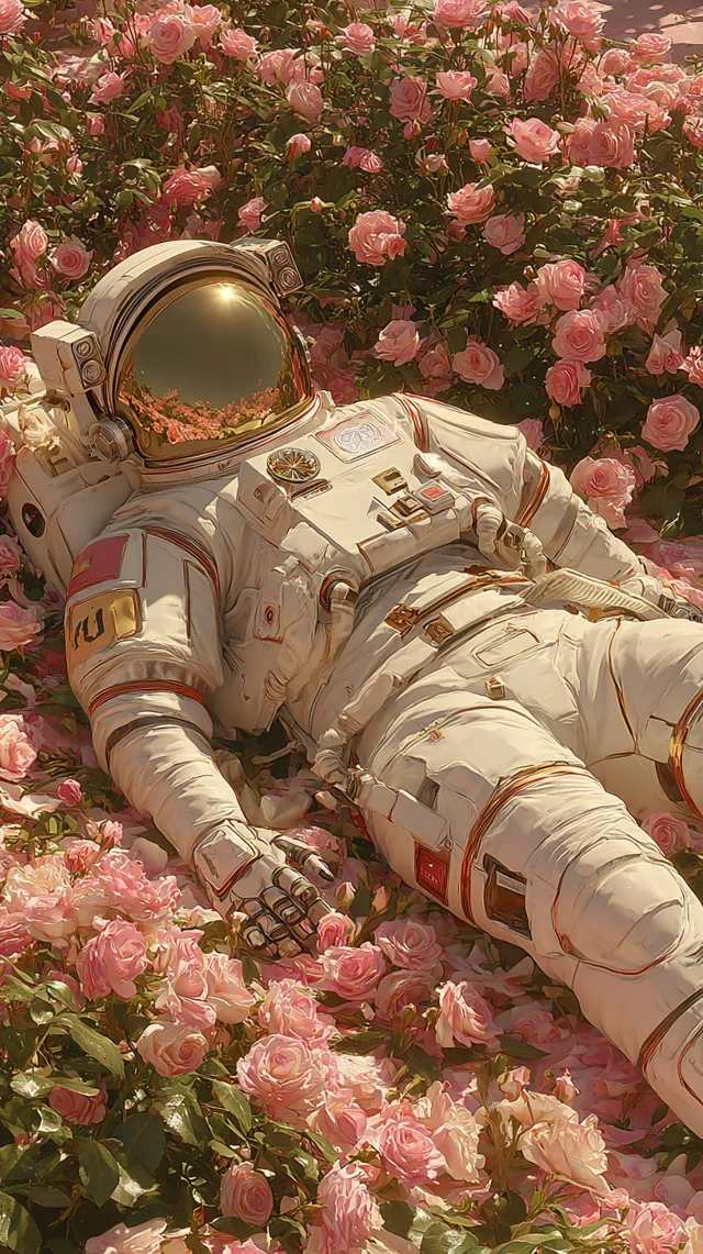 Astronaut in Roses Dreamlike Surreal Photography