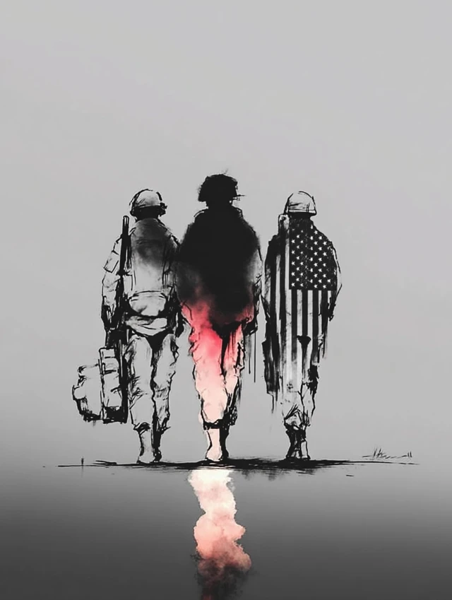 American Soldiers US Flag Art