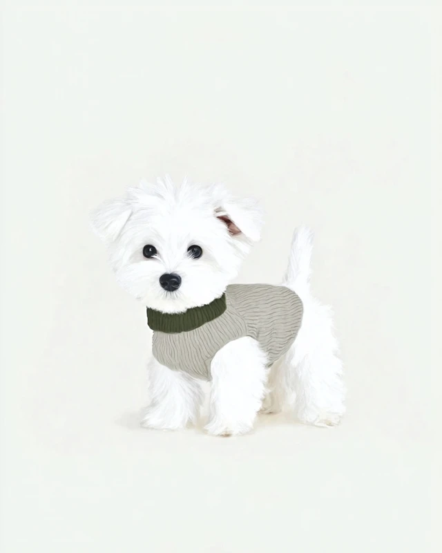 Cute White Dog in Sweater