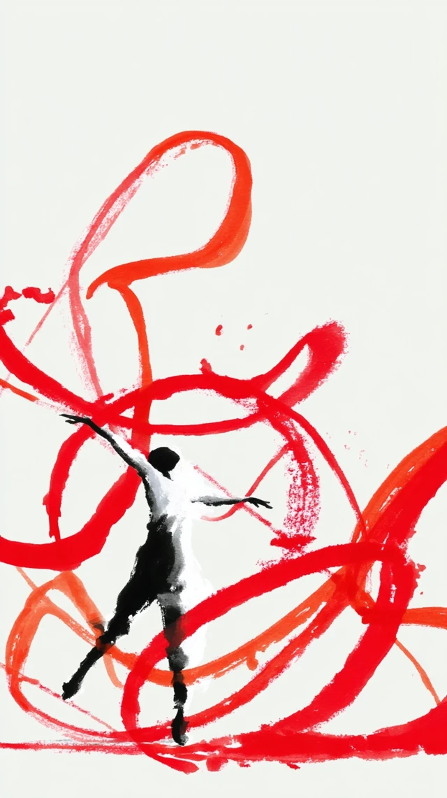 Painted Dancer Spinning in Dynamic Abstract Art
